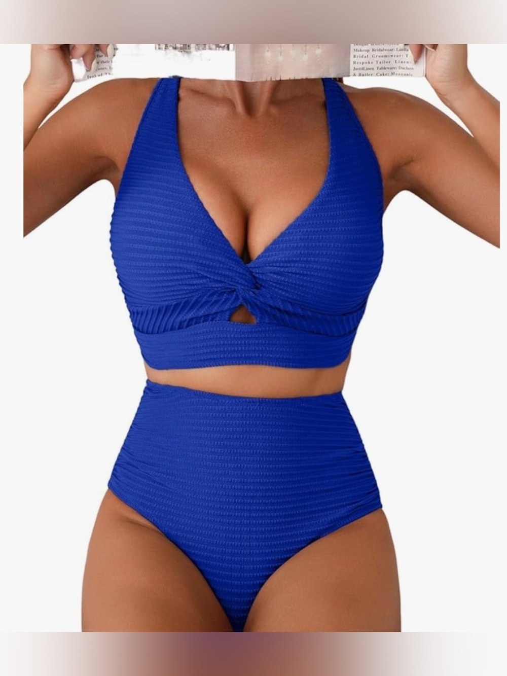 Blue Ribbed High-Waist Bikini Set Size 2X. New without tags.,